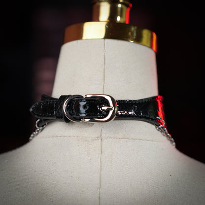 Hours Black Choker with Little Snake Pendant