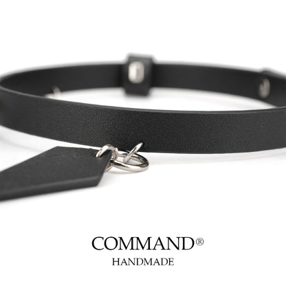 Deimos Black Choker with Cross & Leather Pendant