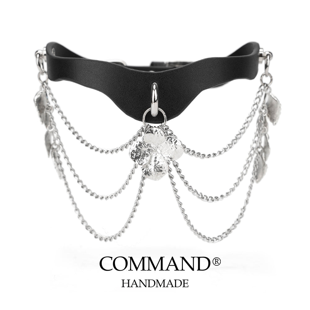 Silver Bloom Double Chain Choker with Flower Magnolia Charm