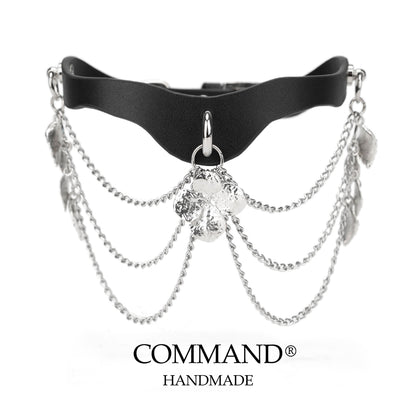 Silver Bloom Double Chain Choker with Flower Magnolia Charm