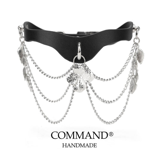 Silver Bloom Double Chain Choker with Flower Magnolia Charm