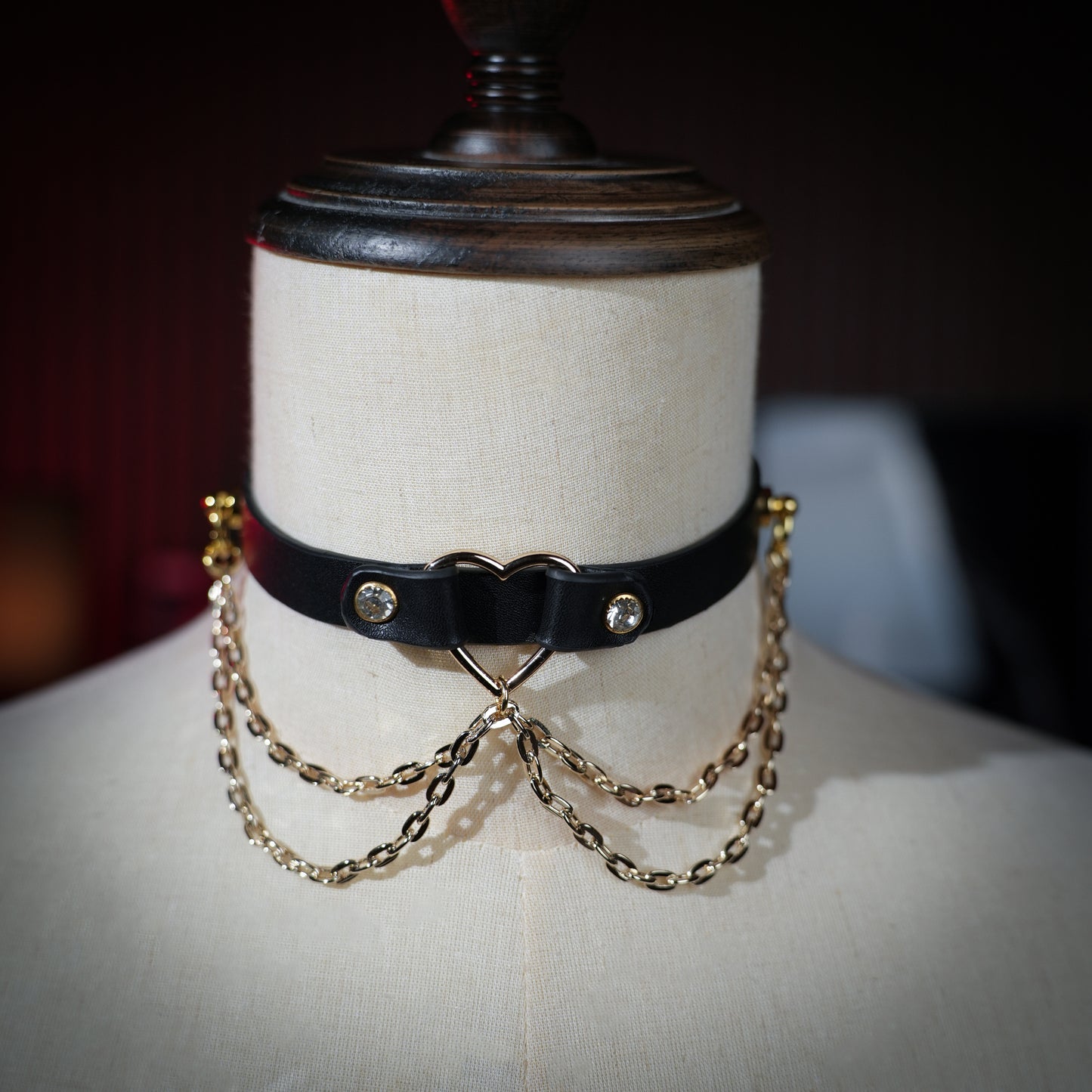 Maia Double Chain Choker with Heart
