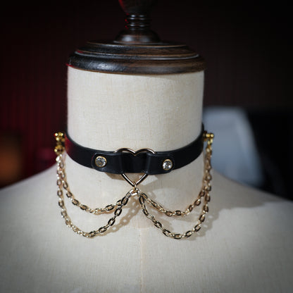 Maia Double Chain Choker with Heart
