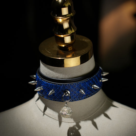 Poseidon Blue Stud Choker with Bell