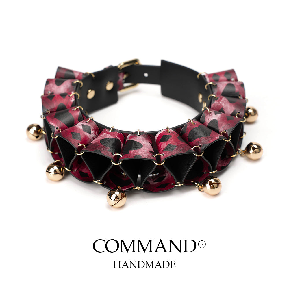 Jester Artisanal Layered Bell Ruffled Choker_Cowhide Colorful Pattern