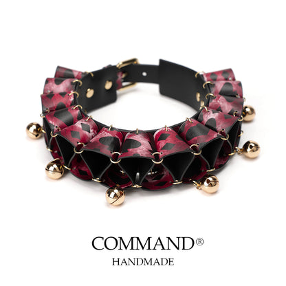 Jester Artisanal Layered Bell Ruffled Choker_Cowhide Colorful Pattern