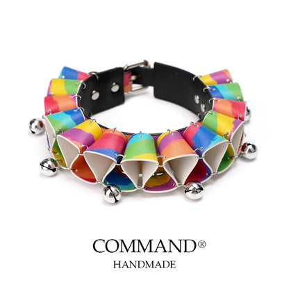 Jester Artisanal Layered Bell Ruffled Choker_Cowhide Colorful Pattern
