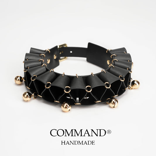 Jester Artisanal Layered Bell Ruffled Choker_cowhide